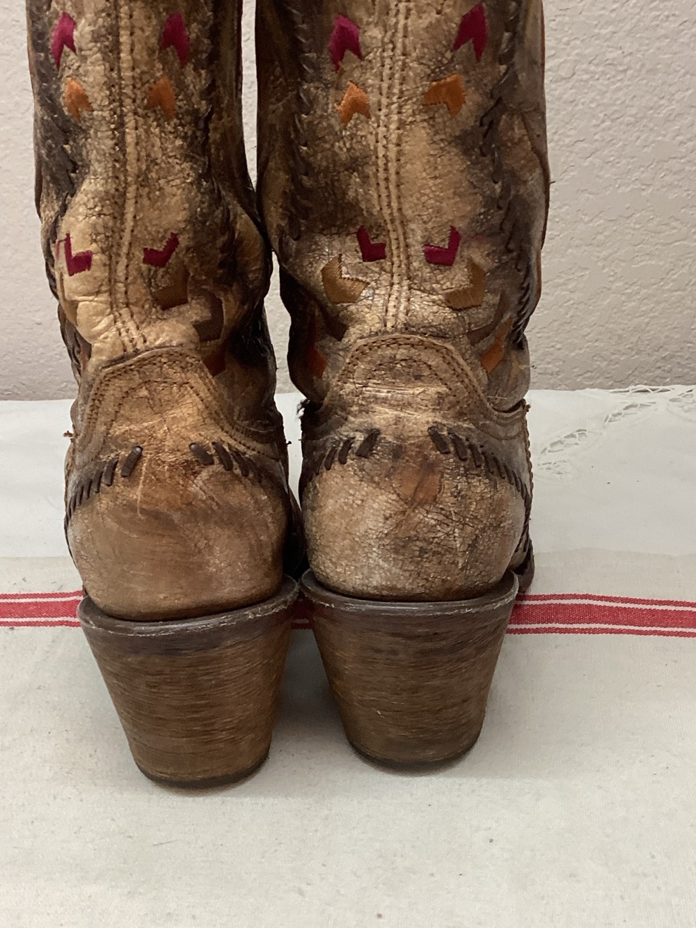 Corral Tan Suede Embroidered Western Heeled Boots - Picture 4 of 10